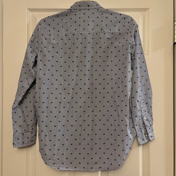 Frank & Eileen | Women Button Down Shirt in Blue Stripe w/ Navy Hearts Sz XS - Picture 5 of 11